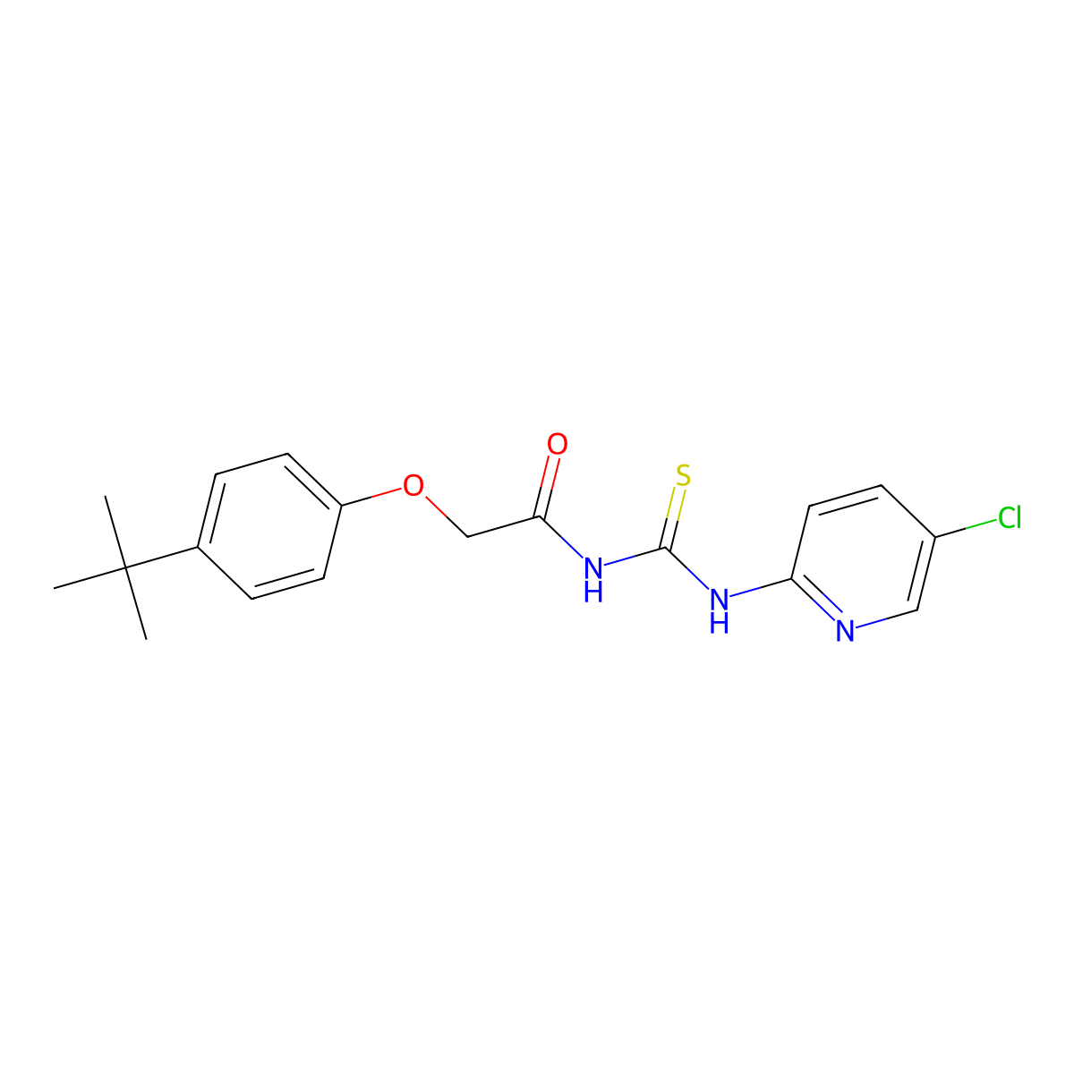 2-(4-tert-butylphenoxy)-N-[(5-chloropyridin-2-yl)carbamothioyl]acetamide molecular structure, CAS 425651-52-1