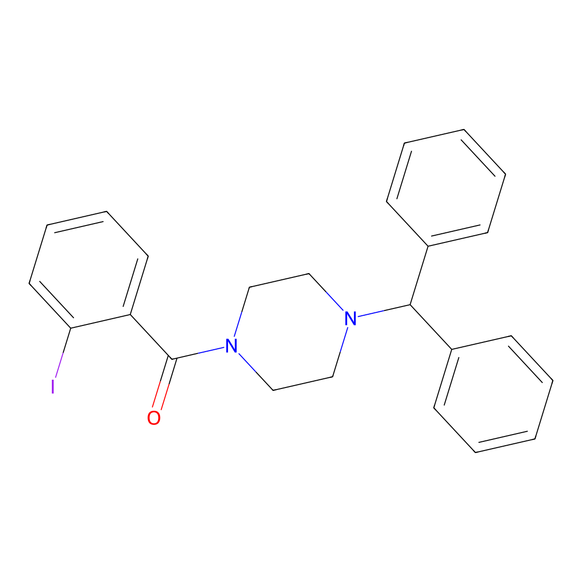 1-Benzhydryl-4-(2-iodobenzoyl)piperazine molecular structure, CAS 425651-79-2