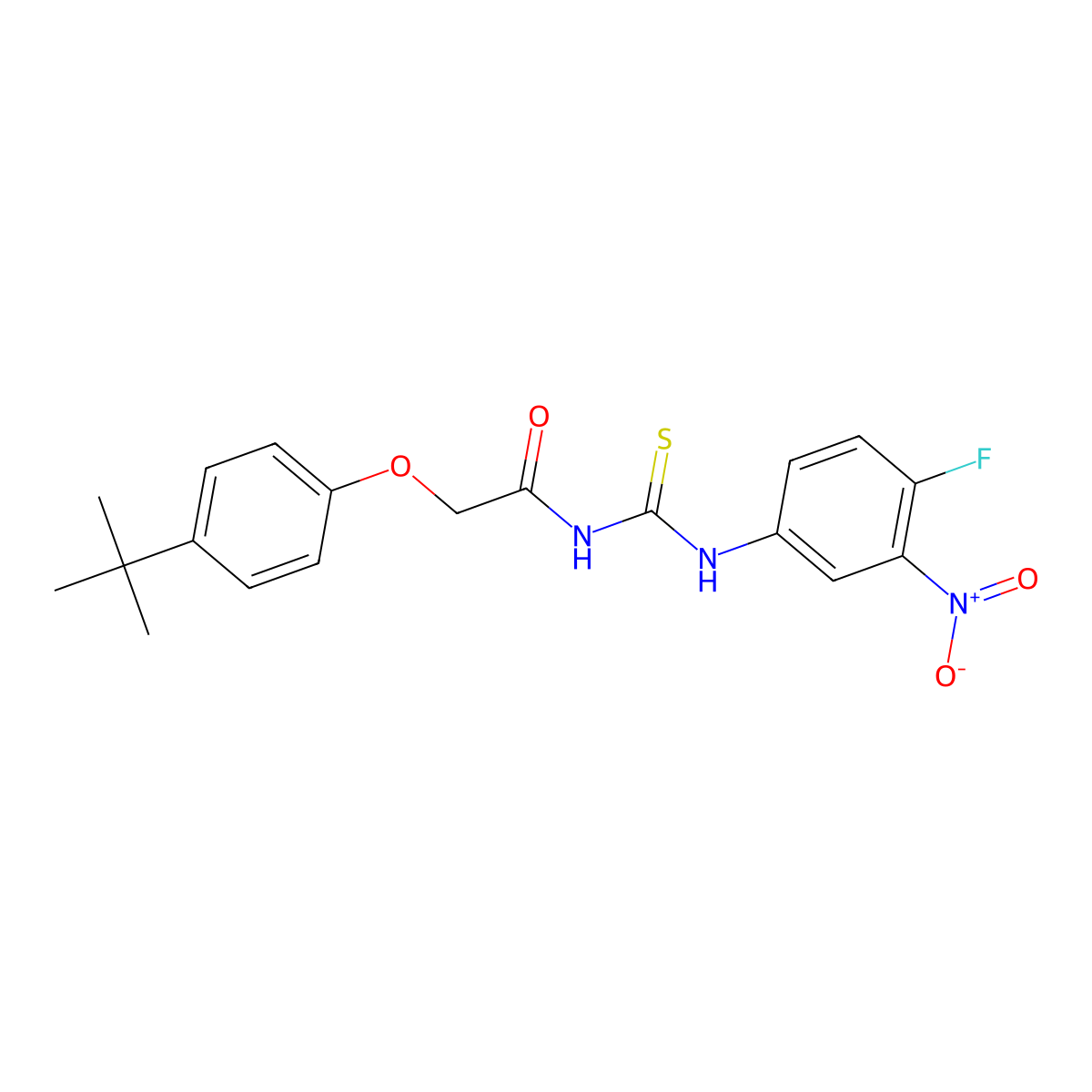 2-(4-tert-butylphenoxy)-N-[(4-fluoro-3-nitrophenyl)carbamothioyl]acetamide molecular structure, CAS 425652-34-2