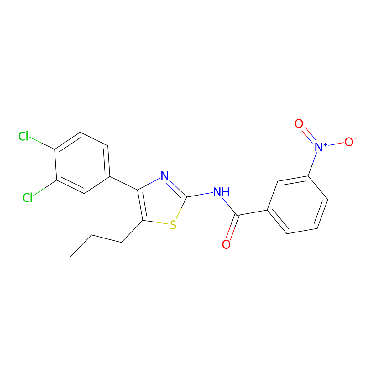 N-[4-(3,4-dichlorophenyl)-5-propyl-1,3-thiazol-2-yl]-3-nitrobenzamide molecular structure, CAS 425652-38-6