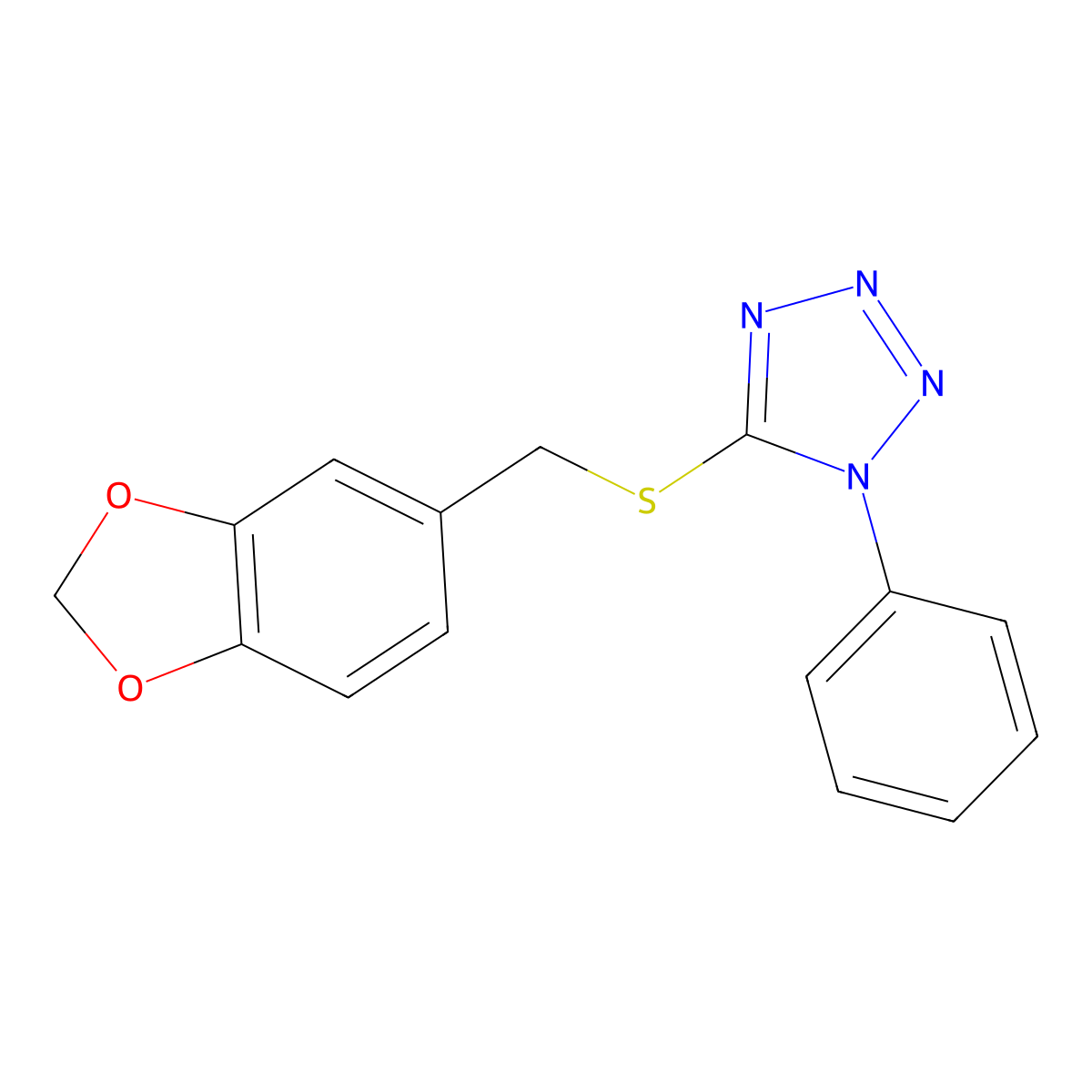 5-(1,3-Benzodioxol-5-ylmethylsulfanyl)-1-phenyltetrazole molecular structure, CAS 425652-61-5