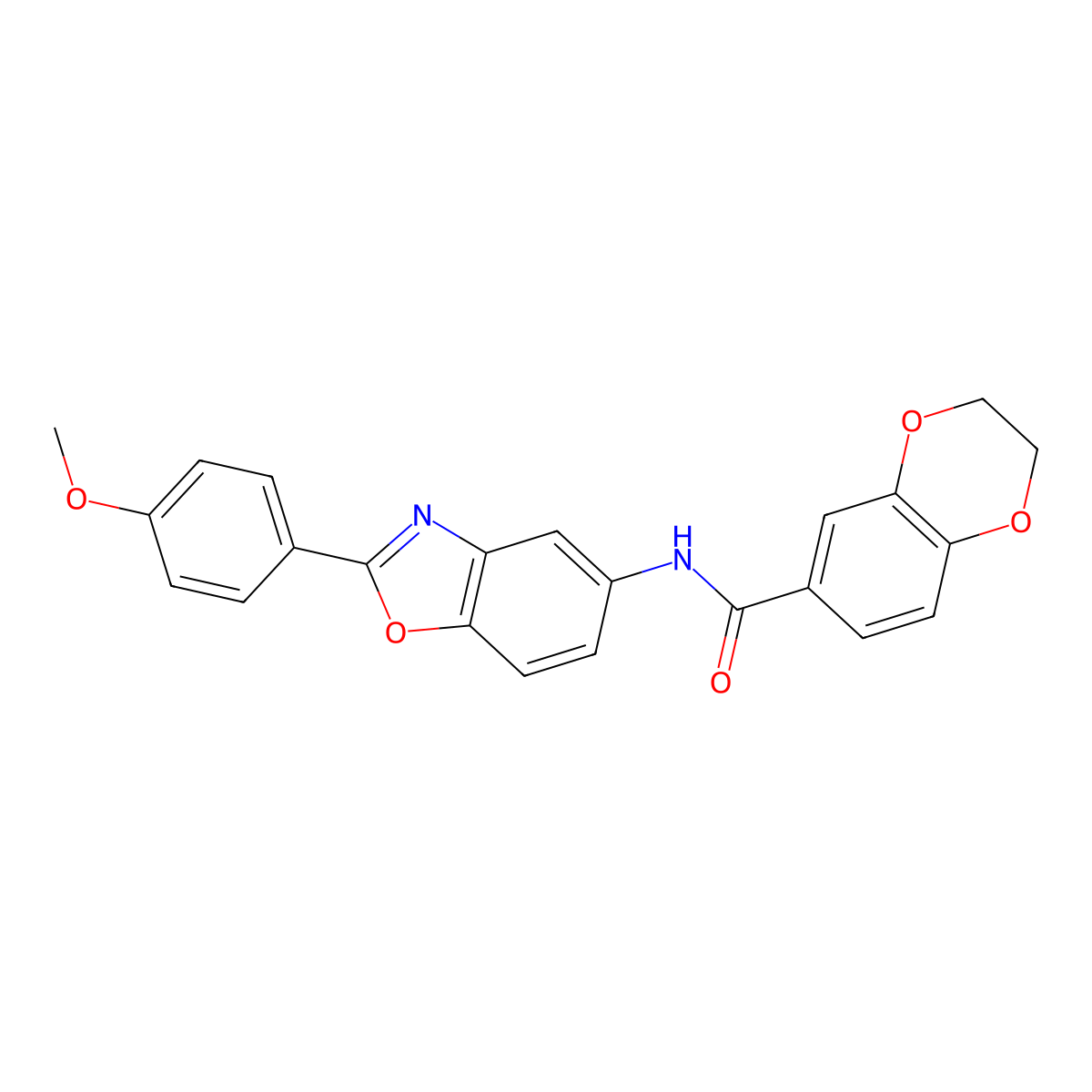 N-[2-(4-methoxyphenyl)-1,3-benzoxazol-5-yl]-2,3-dihydro-1,4-benzodioxine-6-carboxamide molecular structure, CAS 425652-95-5