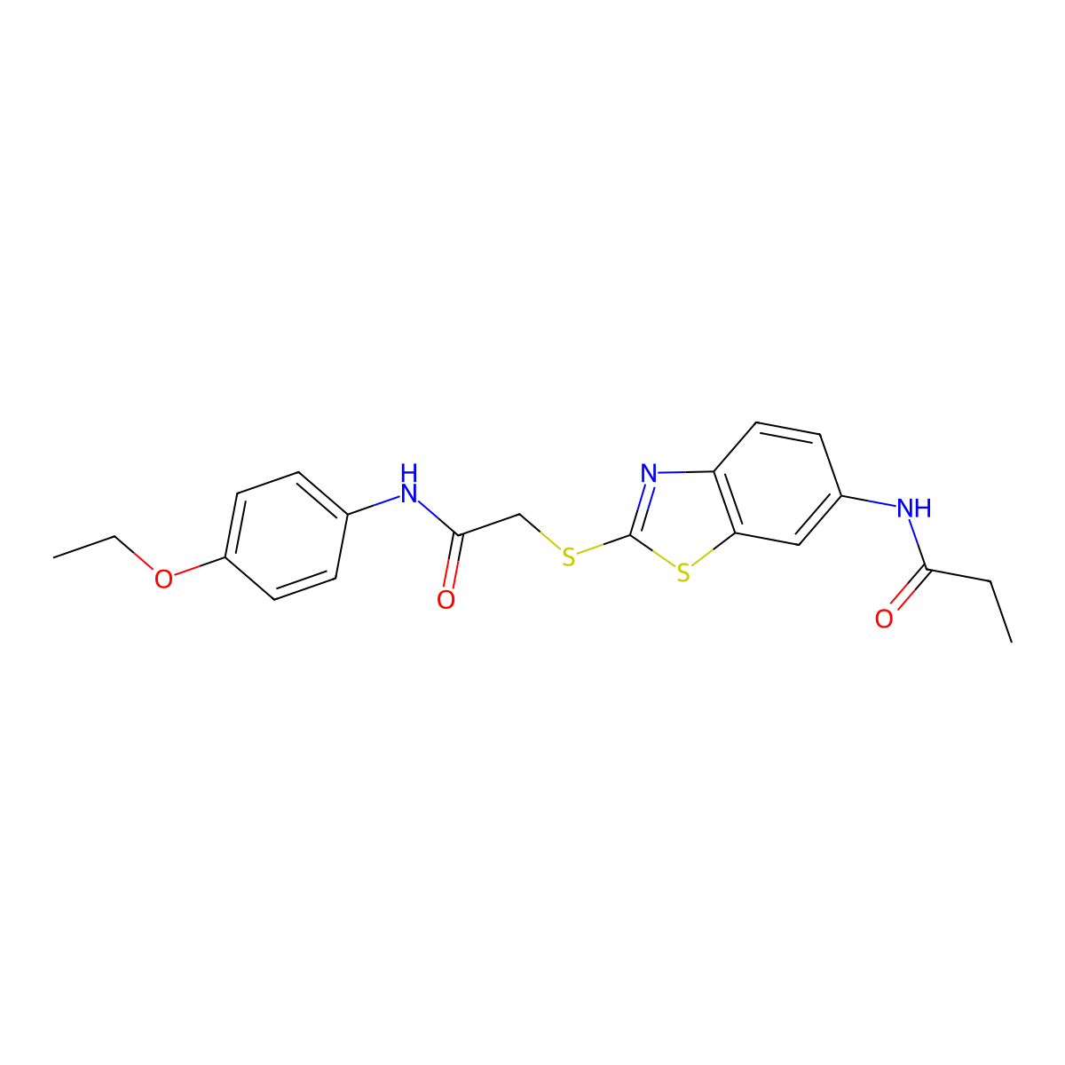 N-[2-[2-(4-ethoxyanilino)-2-oxoethyl]sulfanyl-1,3-benzothiazol-6-yl]propanamide molecular structure, CAS 425652-96-6