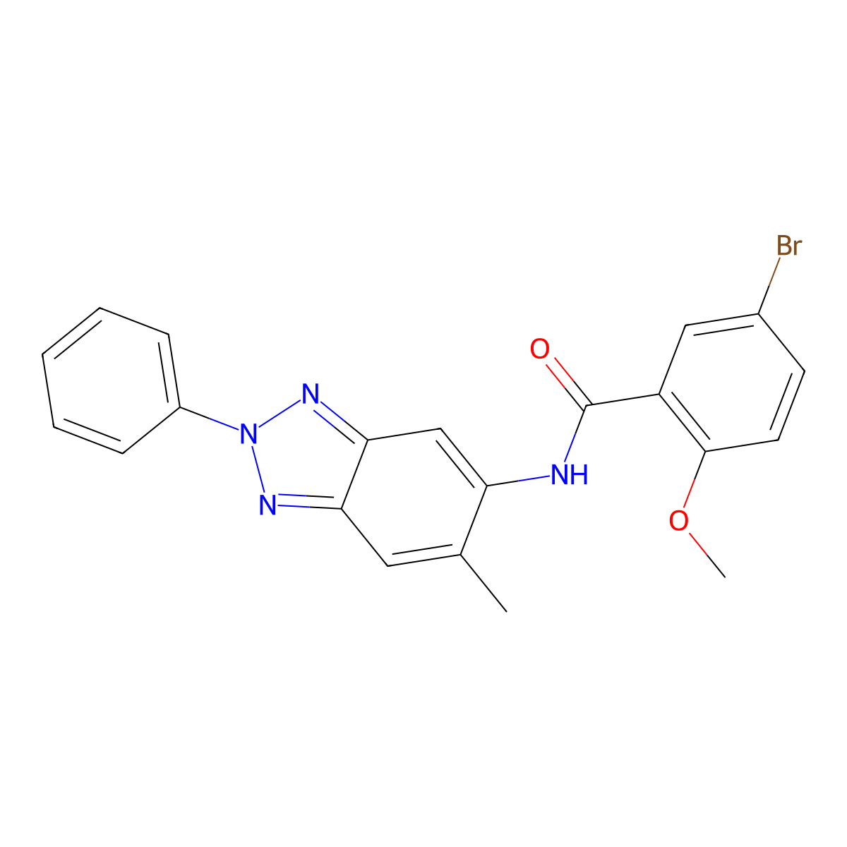 5-bromo-2-methoxy-N-(6-methyl-2-phenyl-2H-benzotriazol-5-yl)benzamide molecular structure, CAS 425652-97-7