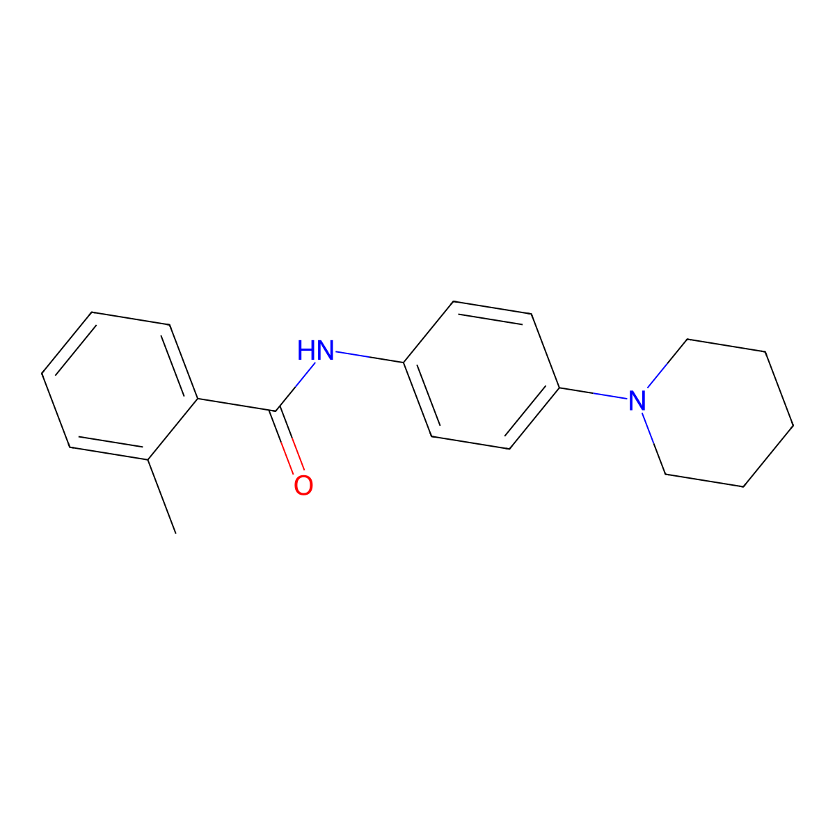 2-methyl-N-(4-piperidin-1-ylphenyl)benzamide molecular structure, CAS 425652-98-8
