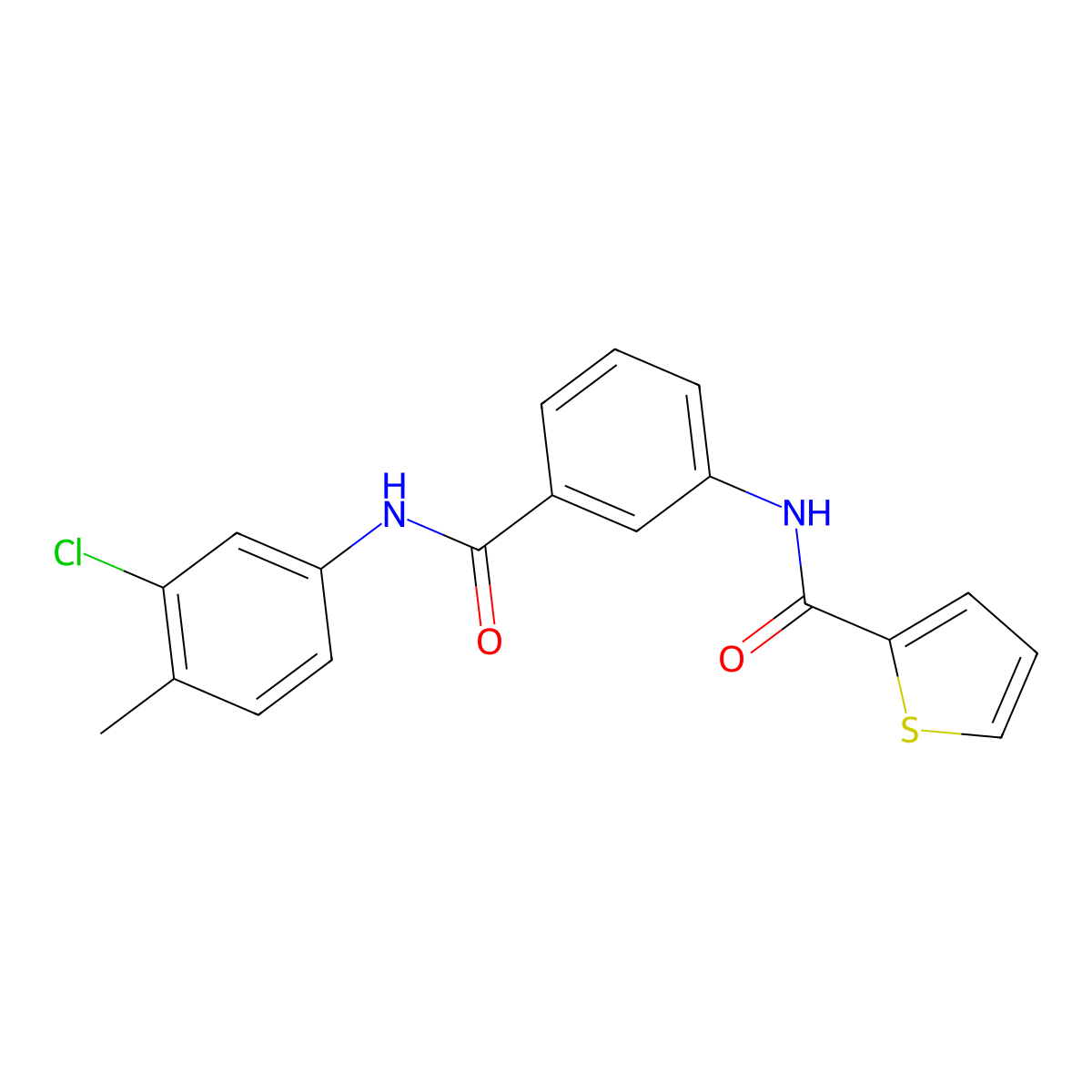 N-[3-[(3-chloro-4-methylphenyl)carbamoyl]phenyl]thiophene-2-carboxamide molecular structure, CAS 425653-28-7