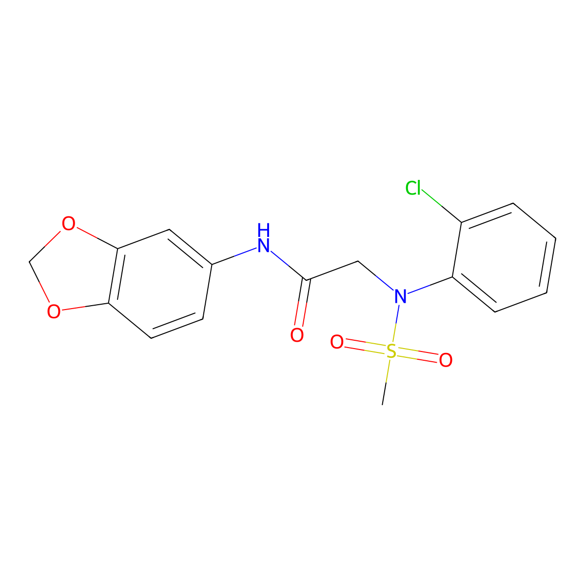 N-(1,3-benzodioxol-5-yl)-2-(2-chloro-N-methylsulfonylanilino)acetamide molecular structure, CAS 425653-42-5