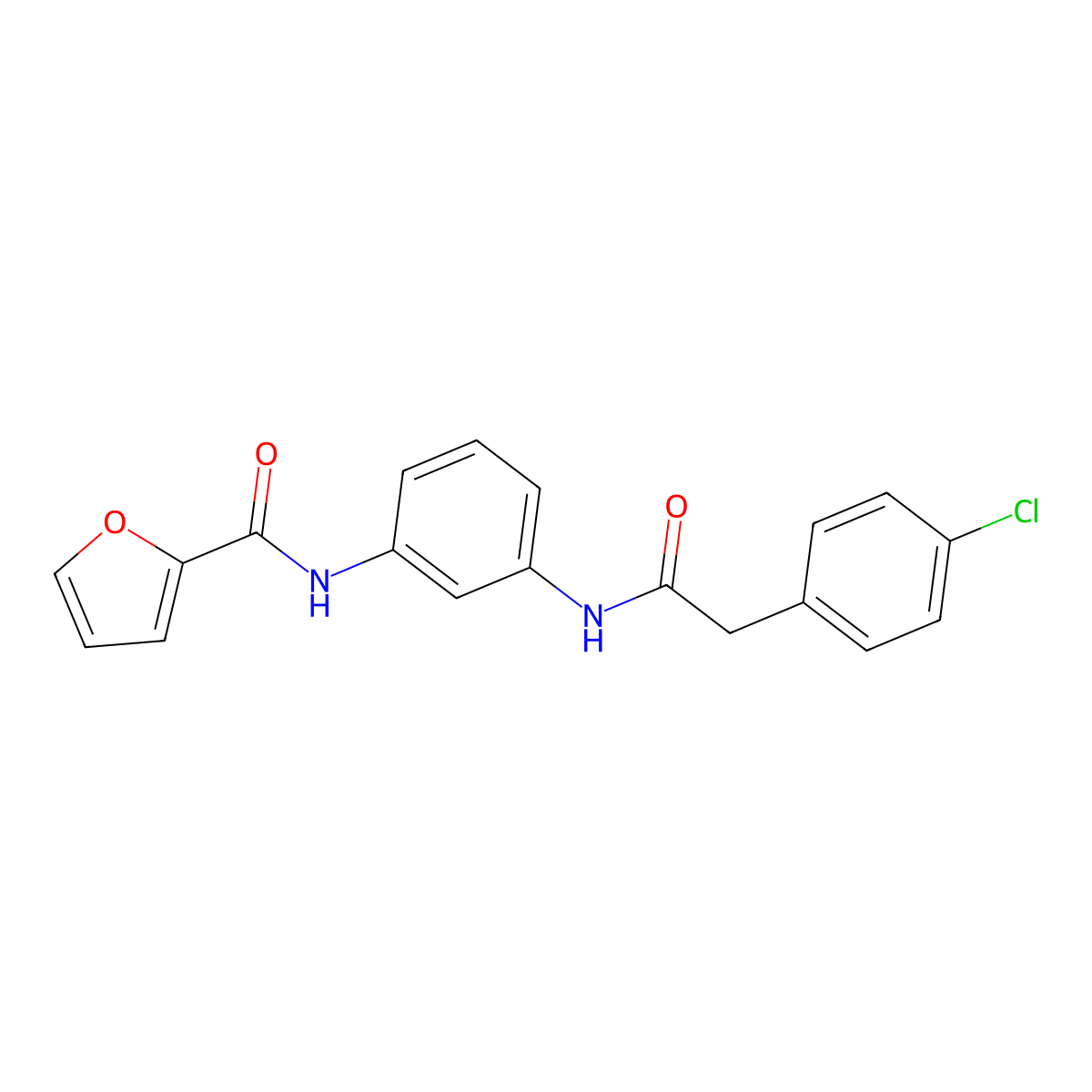 N-(3-{[2-(4-chlorophenyl)acetyl]amino}phenyl)-2-furamide molecular structure, CAS 425653-51-6