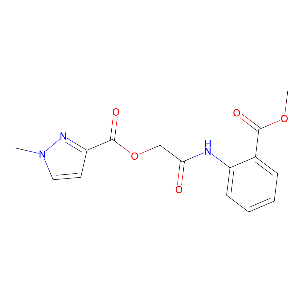 2-[2-(methoxycarbonyl)anilino]-2-oxoethyl 1-methyl-1H-pyrazole-3-carboxylate molecular structure, CAS 425653-73-2