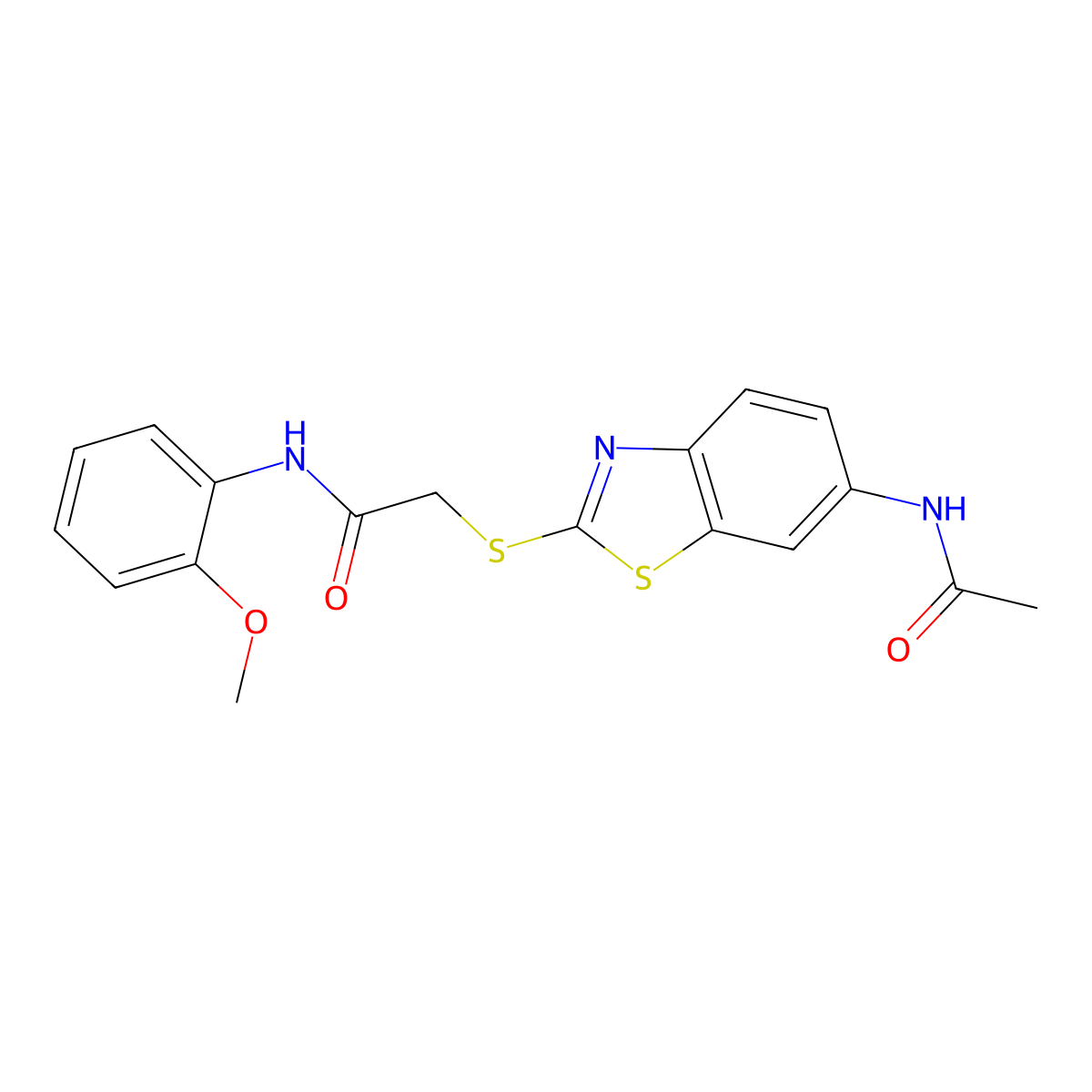 2-[(6-acetamido-1,3-benzothiazol-2-yl)sulfanyl]-N-(2-methoxyphenyl)acetamide molecular structure, CAS 425653-83-4