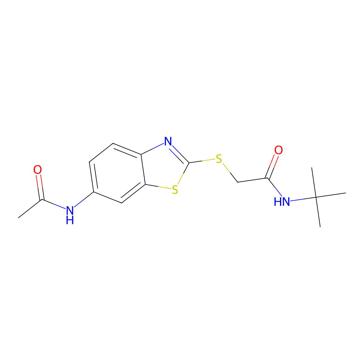 2-[(6-acetamido-1,3-benzothiazol-2-yl)sulfanyl]-N-tert-butylacetamide molecular structure, CAS 425654-42-8