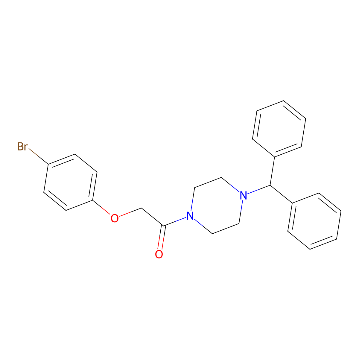 1-(4-Benzhydrylpiperazin-1-yl)-2-(4-bromophenoxy)ethanone molecular structure, CAS 425654-66-6