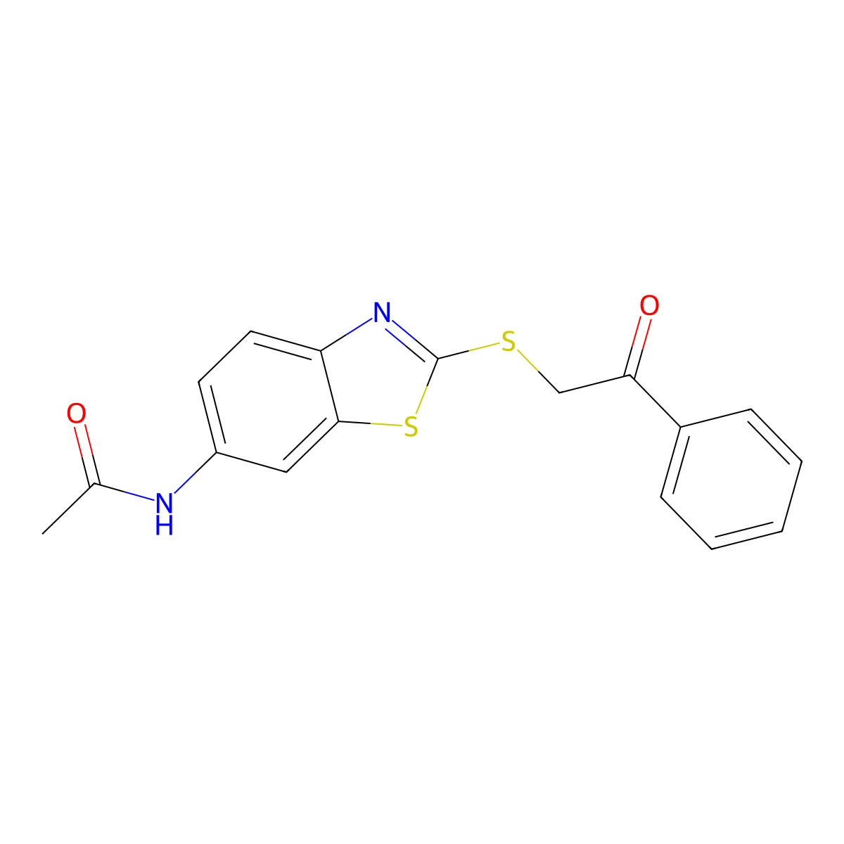 n-{2-[(2-Oxo-2-phenylethyl)sulfanyl]-1,3-benzothiazol-6-yl}acetamide molecular structure, CAS 425654-96-2