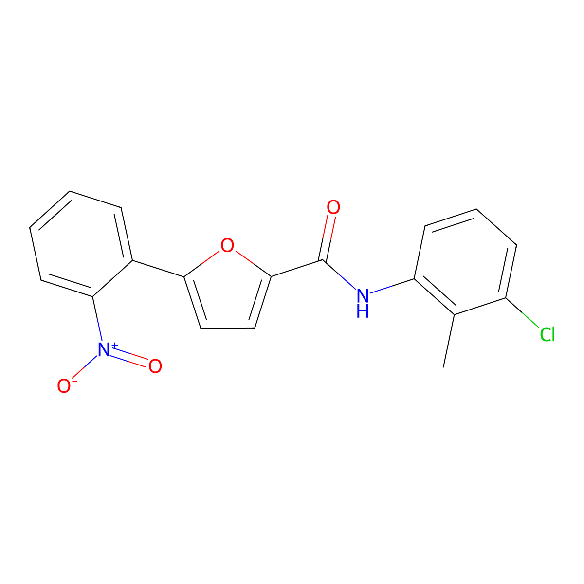N-(3-chloro-2-methylphenyl)-5-(2-nitrophenyl)furan-2-carboxamide molecular structure, CAS 425654-99-5