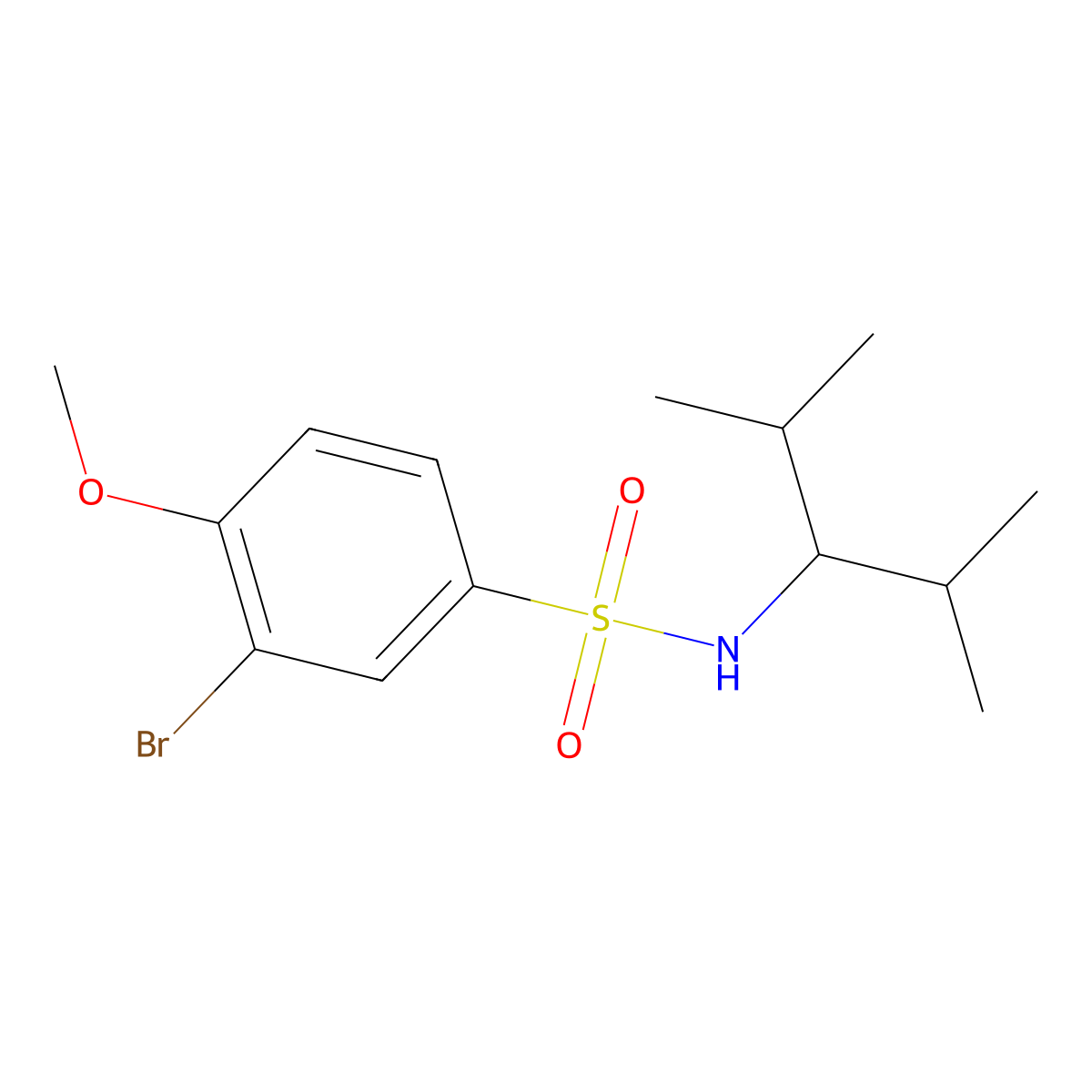 3-bromo-N-(2,4-dimethylpentan-3-yl)-4-methoxybenzenesulfonamide molecular structure, CAS 425655-06-7