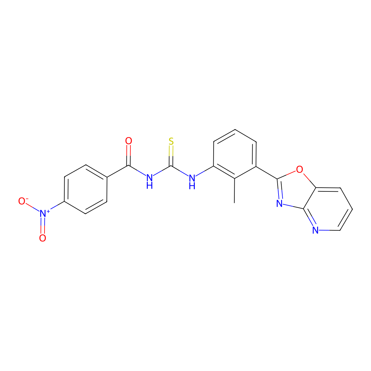 N-[[2-methyl-3-([1,3]oxazolo[4,5-b]pyridin-2-yl)phenyl]carbamothioyl]-4-nitrobenzamide molecular structure, CAS 425655-33-0