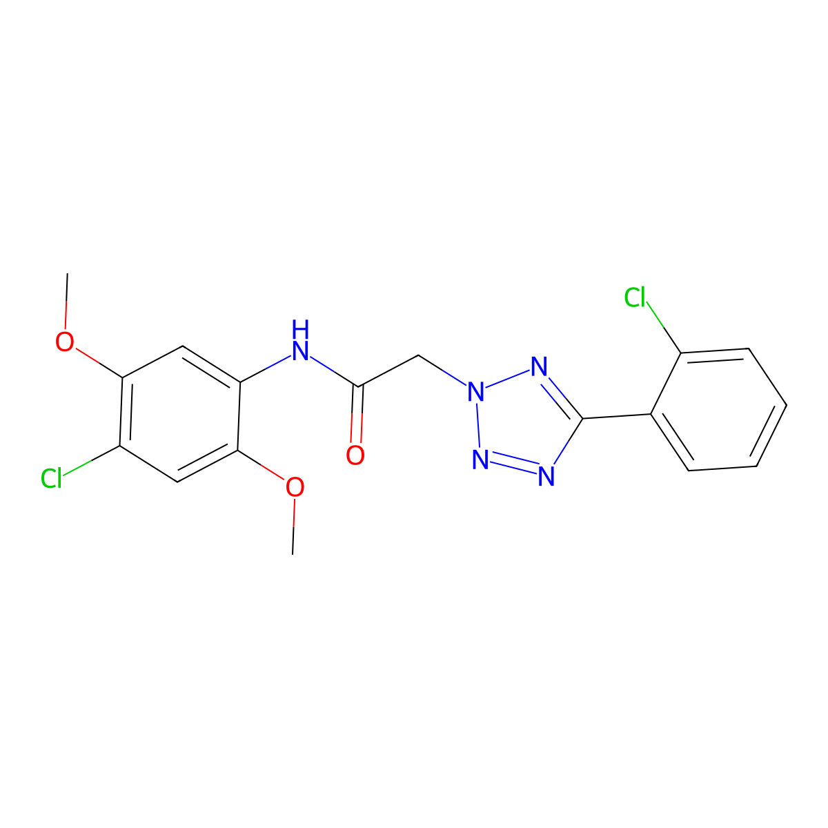 N-(4-chloro-2,5-dimethoxyphenyl)-2-[5-(2-chlorophenyl)tetrazol-2-yl]acetamide molecular structure, CAS 425655-61-4