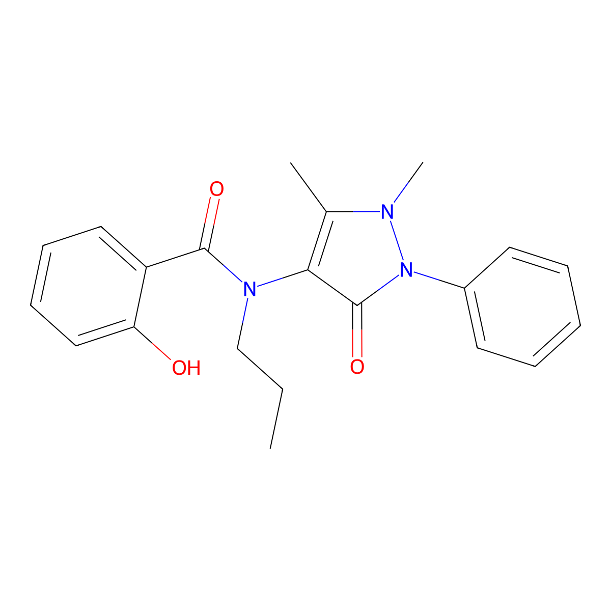 N-(1,5-dimethyl-3-oxo-2-phenylpyrazol-4-yl)-2-hydroxy-N-propylbenzamide molecular structure, CAS 425655-62-5