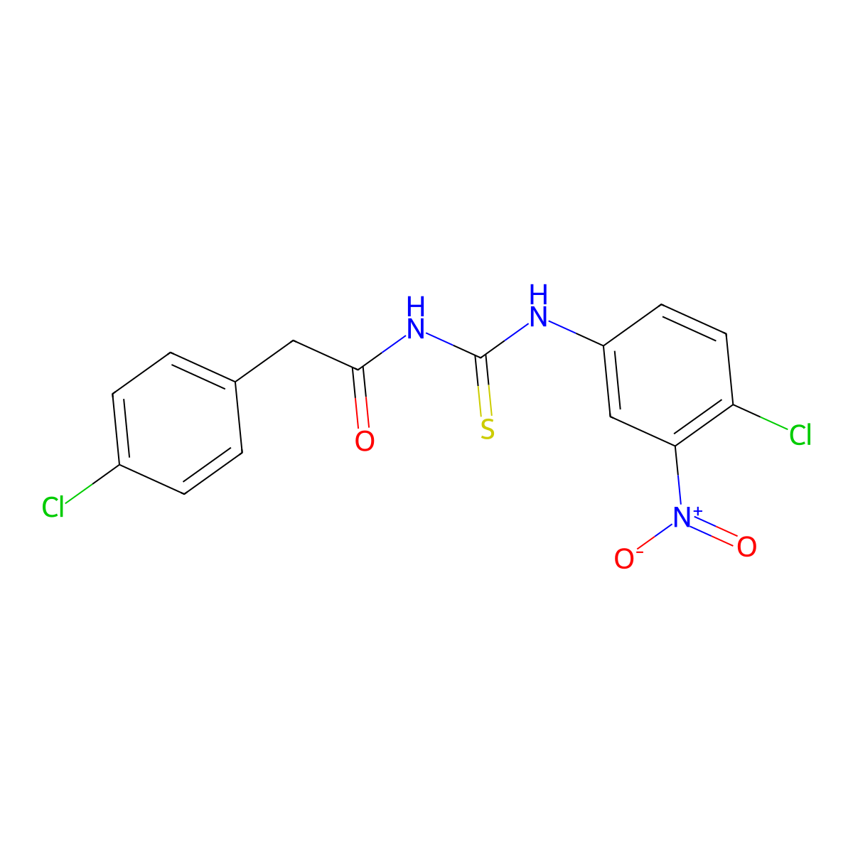 N-[(4-chloro-3-nitrophenyl)carbamothioyl]-2-(4-chlorophenyl)acetamide molecular structure, CAS 425655-69-2
