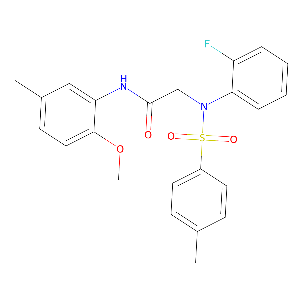 2-(2-fluoro-N-(4-methylphenyl)sulfonylanilino)-N-(2-methoxy-5-methylphenyl)acetamide molecular structure, CAS 425655-76-1