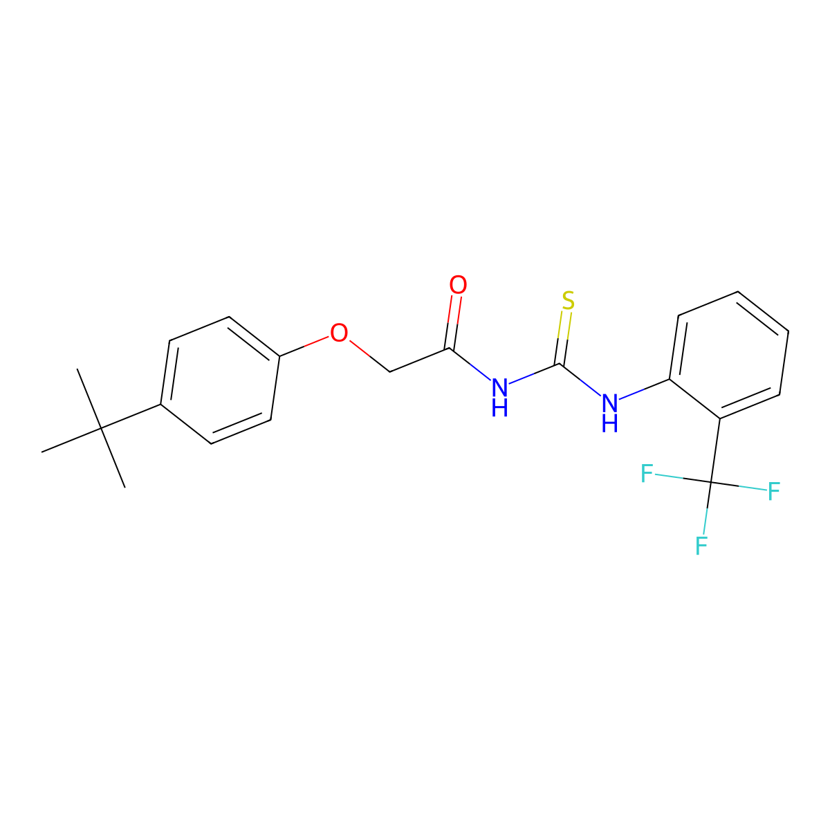 2-(4-tert-butylphenoxy)-N-[[2-(trifluoromethyl)phenyl]carbamothioyl]acetamide molecular structure, CAS 425655-78-3