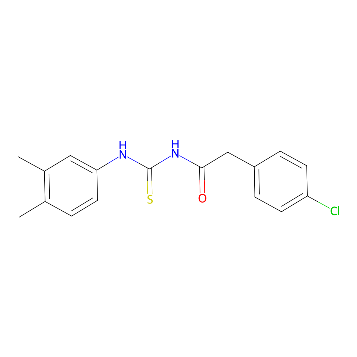 2-(4-chlorophenyl)-N-[(3,4-dimethylphenyl)carbamothioyl]acetamide molecular structure, CAS 425655-80-7