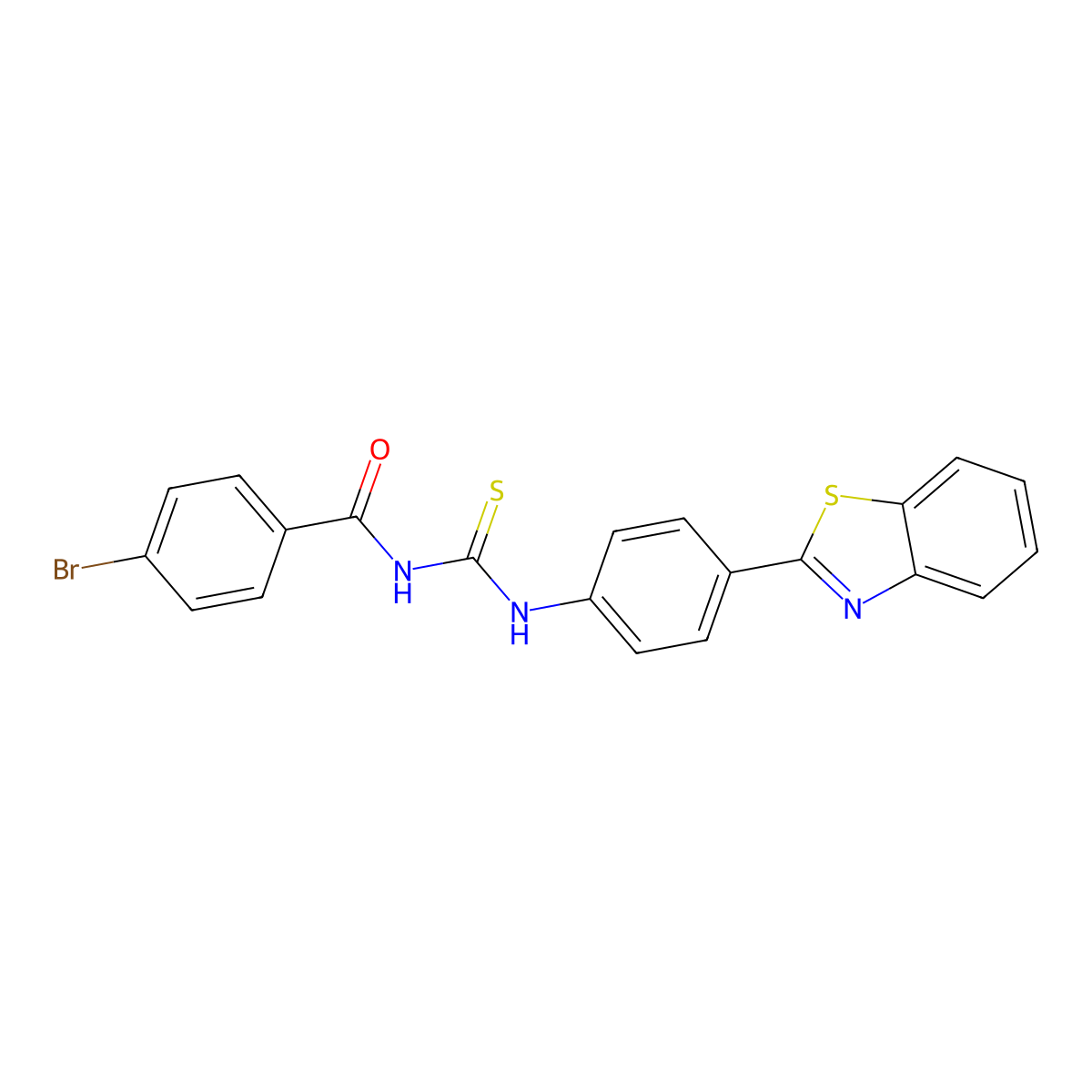 N-[[4-(1,3-benzothiazol-2-yl)phenyl]carbamothioyl]-4-bromobenzamide molecular structure, CAS 425655-84-1