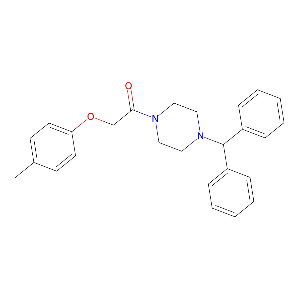 1-(4-Benzhydrylpiperazin-1-yl)-2-(4-methylphenoxy)ethanone molecular structure, CAS 425656-36-6