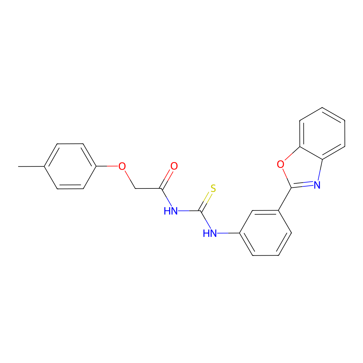 N-[[3-(1,3-benzoxazol-2-yl)phenyl]carbamothioyl]-2-(4-methylphenoxy)acetamide molecular structure, CAS 425656-61-7