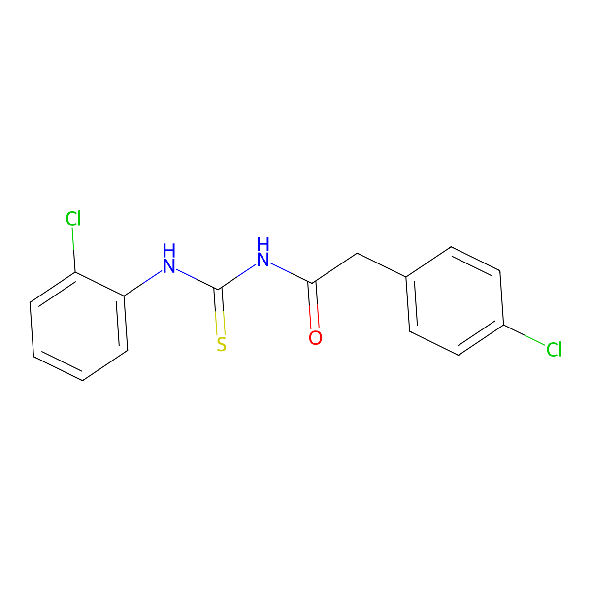 2-(4-chlorophenyl)-N-[(2-chlorophenyl)carbamothioyl]acetamide molecular structure, CAS 425656-73-1