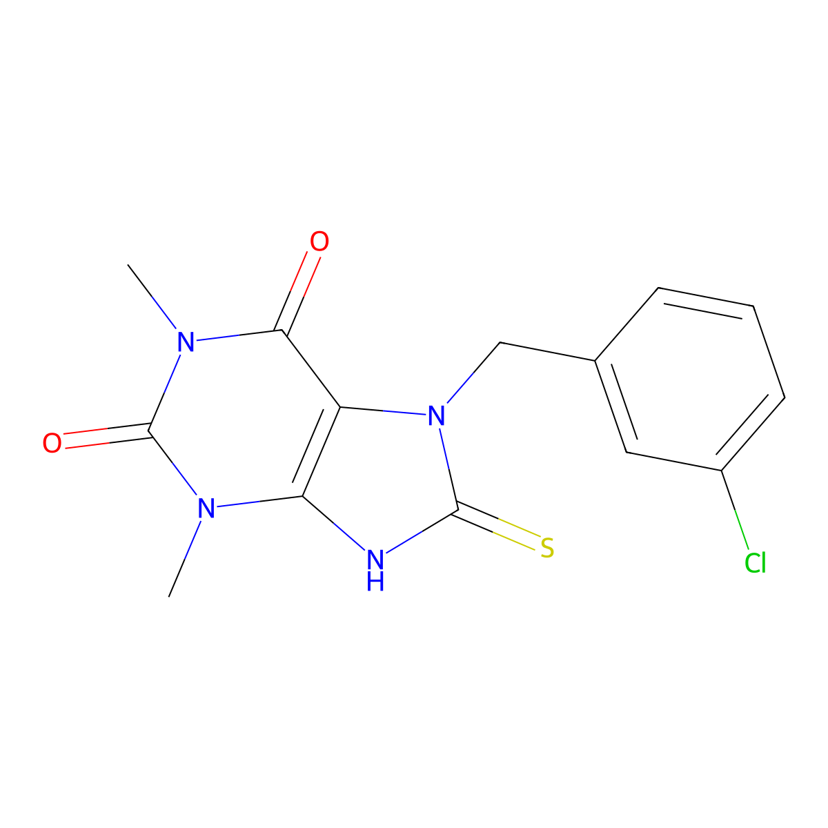7-[(3-chlorophenyl)methyl]-1,3-dimethyl-8-sulfanylidene-9H-purine-2,6-dione molecular structure, CAS 425656-90-2