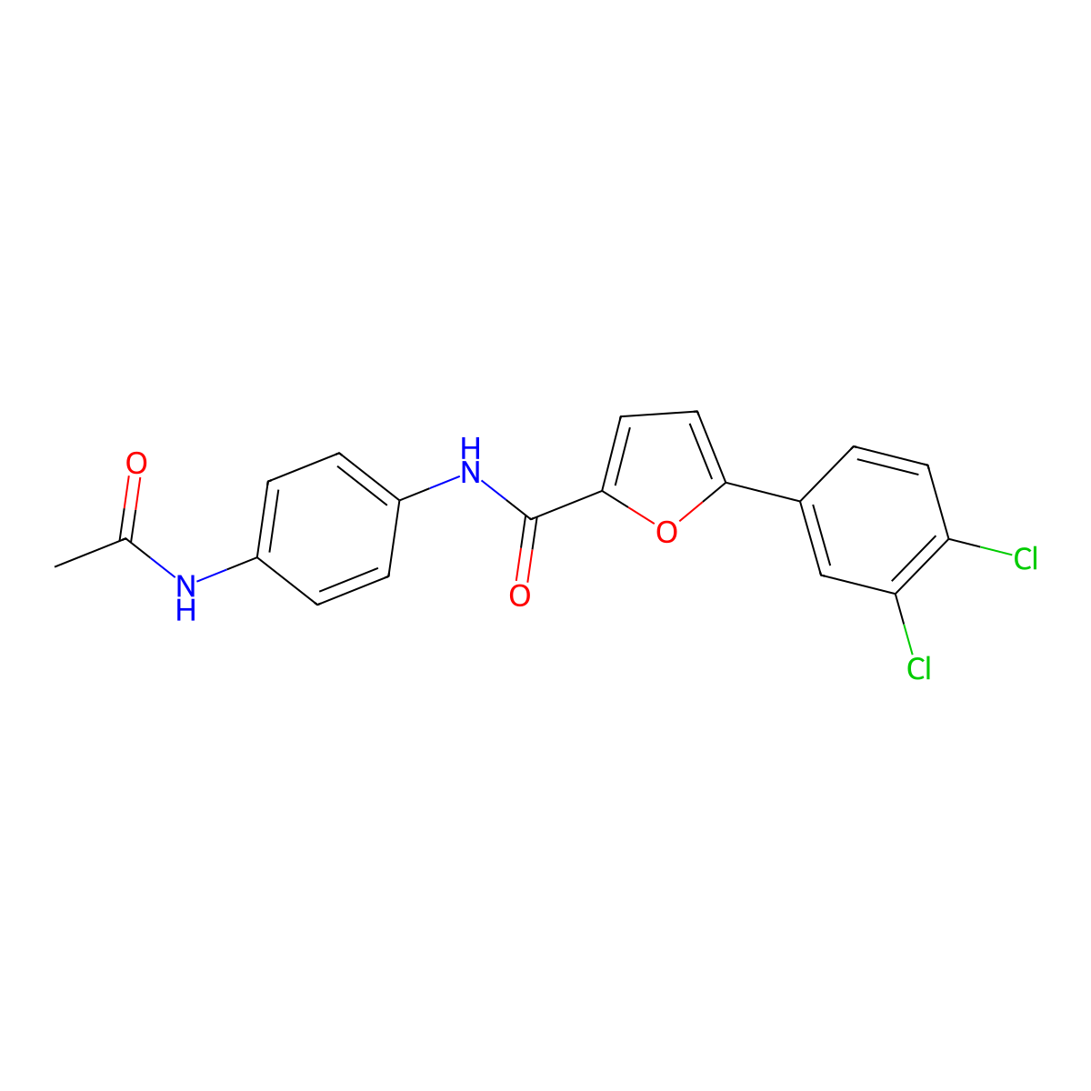 N-[4-(acetylamino)phenyl]-5-(3,4-dichlorophenyl)furan-2-carboxamide molecular structure, CAS 425657-23-4