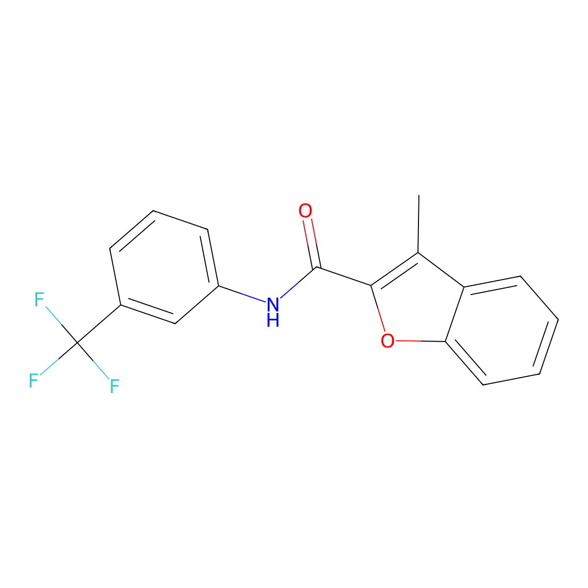 3-methyl-N-[3-(trifluoromethyl)phenyl]-1-benzofuran-2-carboxamide molecular structure, CAS 425657-31-4