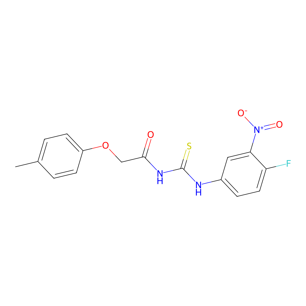 N-[(4-fluoro-3-nitrophenyl)carbamothioyl]-2-(4-methylphenoxy)acetamide molecular structure, CAS 425657-35-8