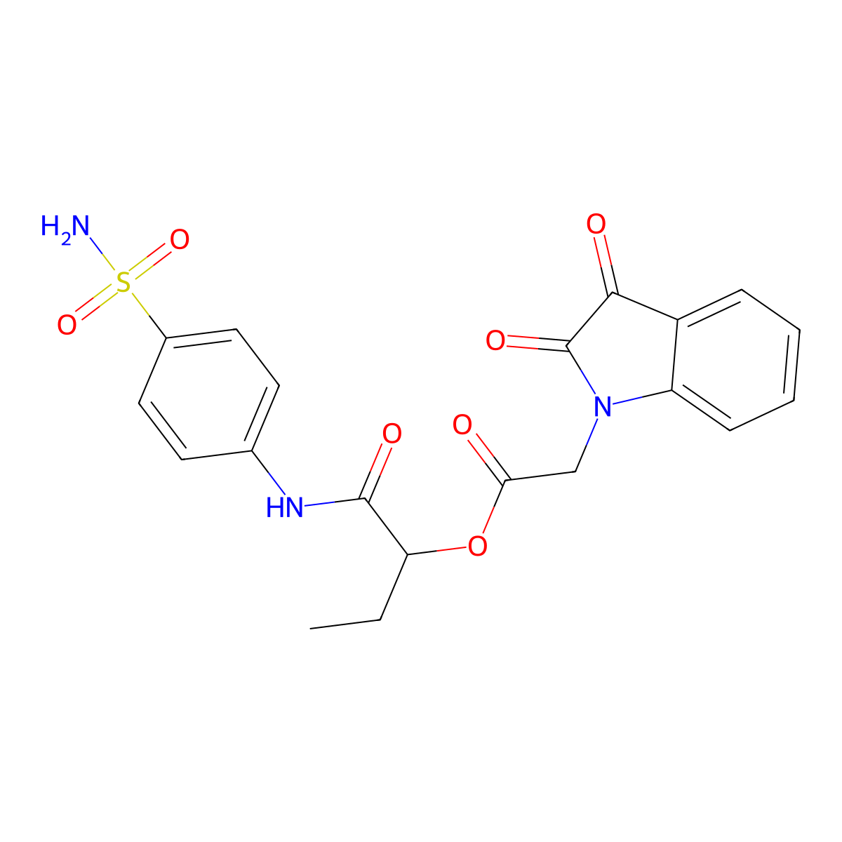 1-oxo-1-[(4-sulfamoylphenyl)amino]butan-2-yl (2,3-dioxo-2,3-dihydro-1H-indol-1-yl)acetate molecular structure, CAS 425657-54-1