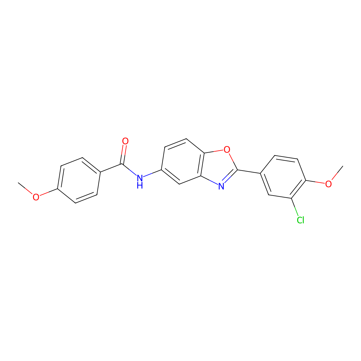 N-[2-(3-chloro-4-methoxyphenyl)-1,3-benzoxazol-5-yl]-4-methoxybenzamide molecular structure, CAS 425657-60-9