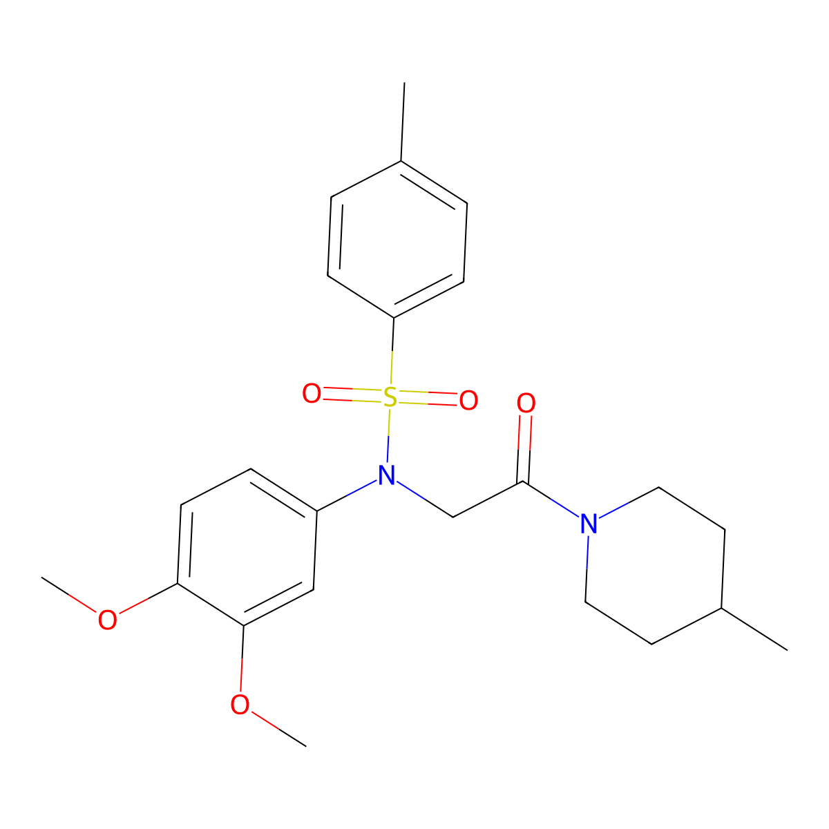 N-(3,4-dimethoxyphenyl)-4-methyl-N-[2-(4-methylpiperidin-1-yl)-2-oxoethyl]benzenesulfonamide molecular structure, CAS 425657-63-2