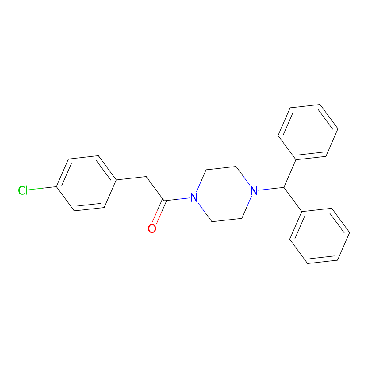 1-Benzhydryl-4-[(4-chlorophenyl)acetyl]piperazine molecular structure, CAS 425657-69-8