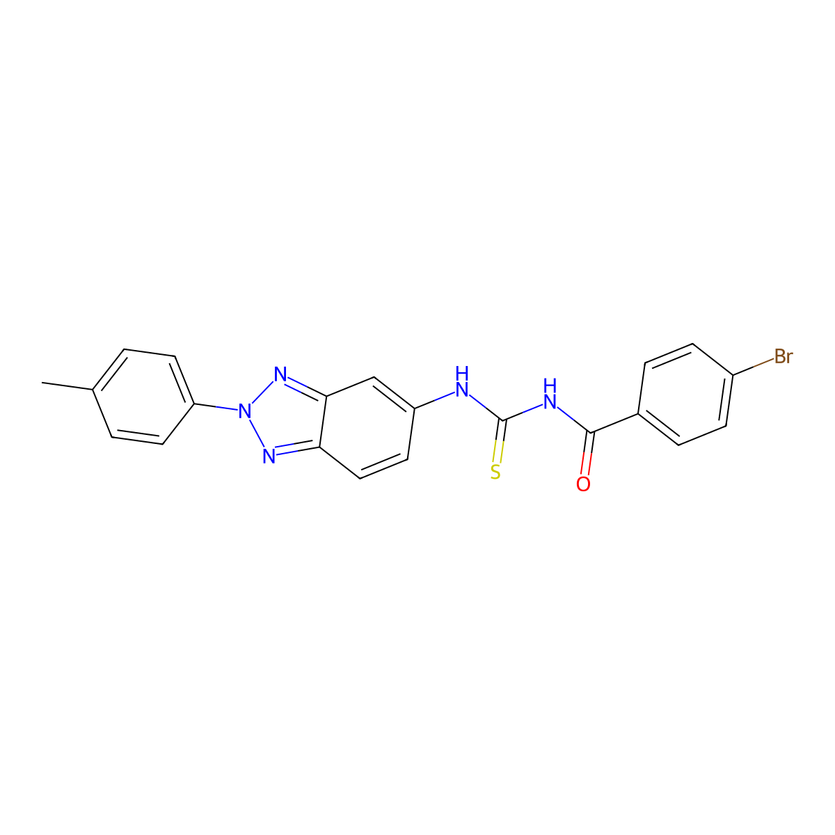4-bromo-N-[[2-(4-methylphenyl)benzotriazol-5-yl]carbamothioyl]benzamide molecular structure, CAS 425657-79-0