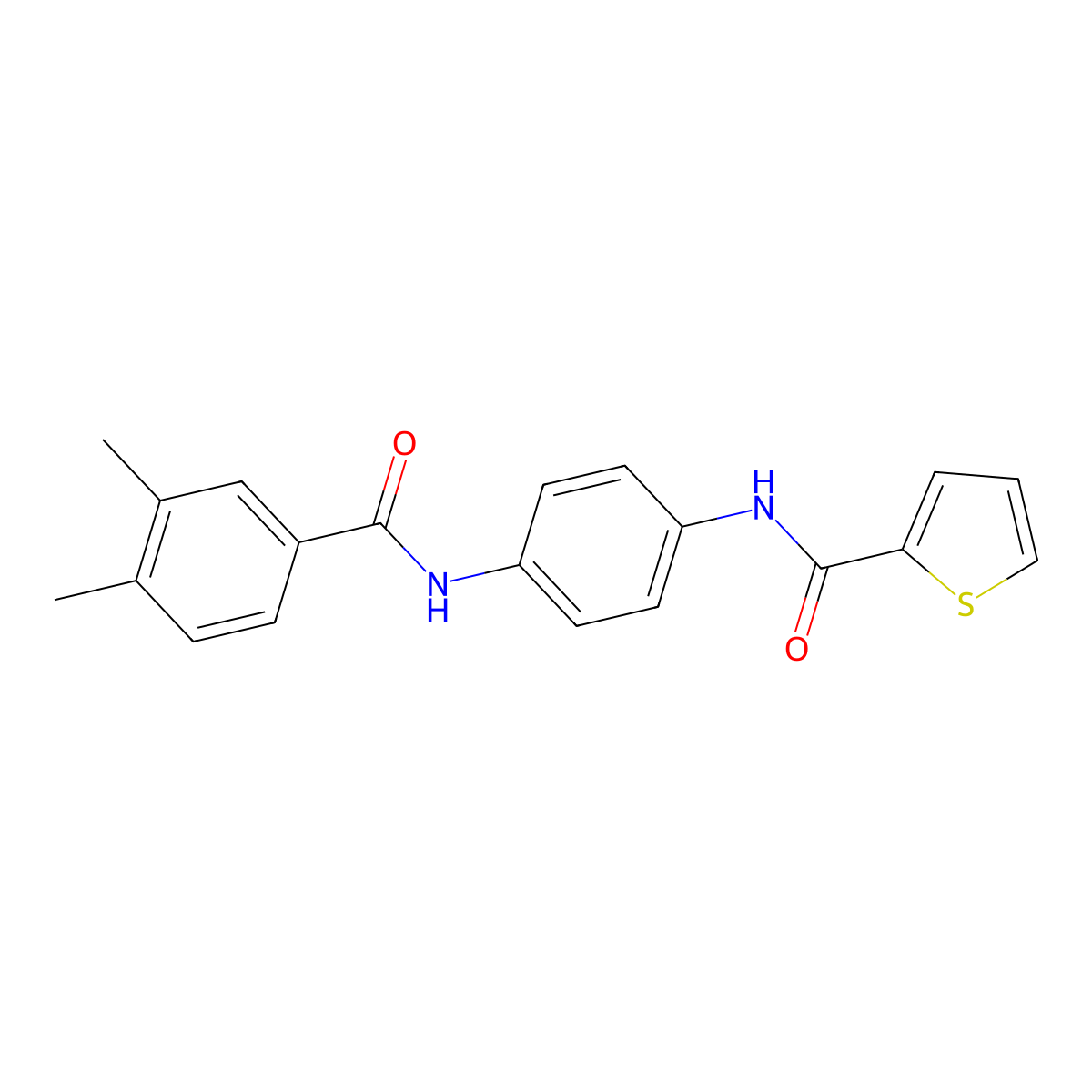 N-[4-[(3,4-dimethylbenzoyl)amino]phenyl]thiophene-2-carboxamide molecular structure, CAS 425657-98-3