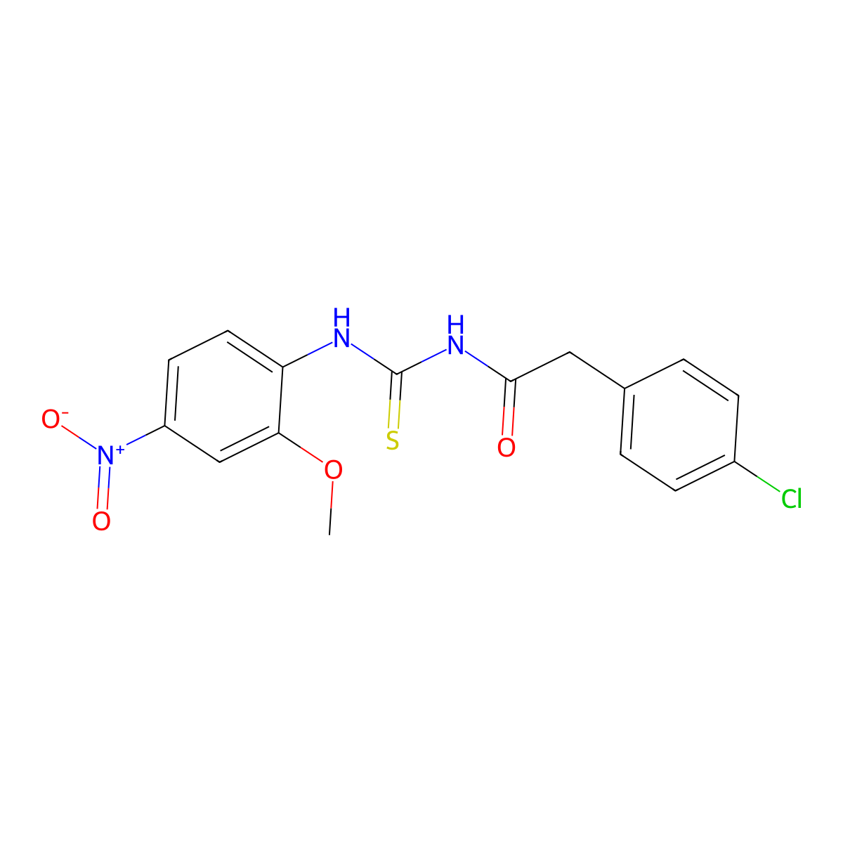 2-(4-chlorophenyl)-N-[(2-methoxy-4-nitrophenyl)carbamothioyl]acetamide molecular structure, CAS 425658-04-4