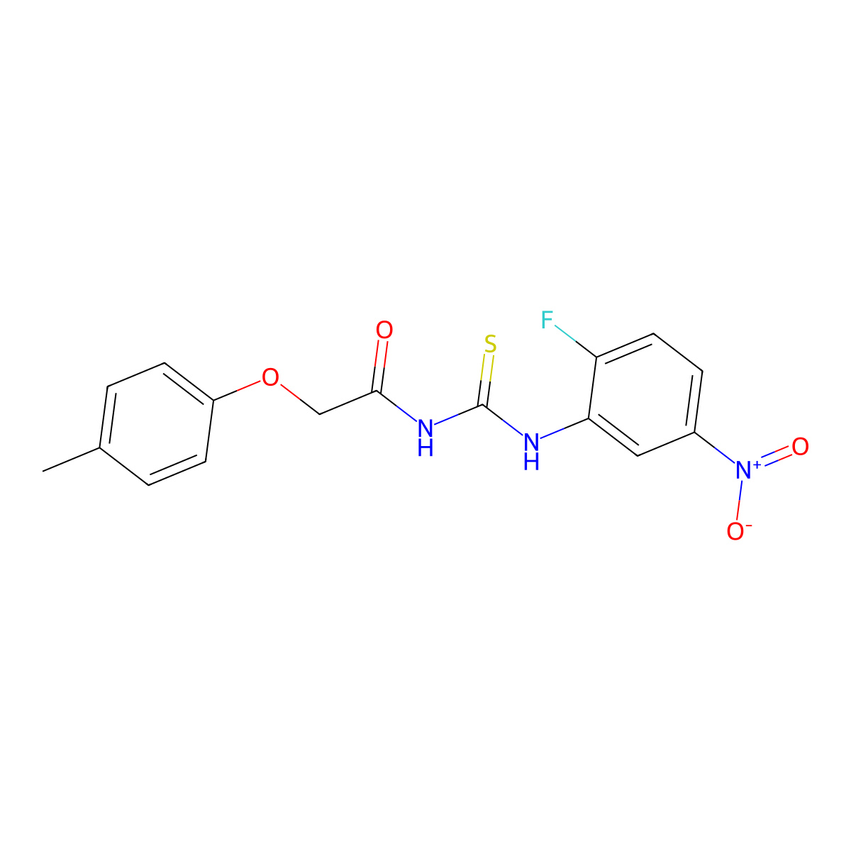 N-[(2-fluoro-5-nitrophenyl)carbamothioyl]-2-(4-methylphenoxy)acetamide molecular structure, CAS 425658-34-0
