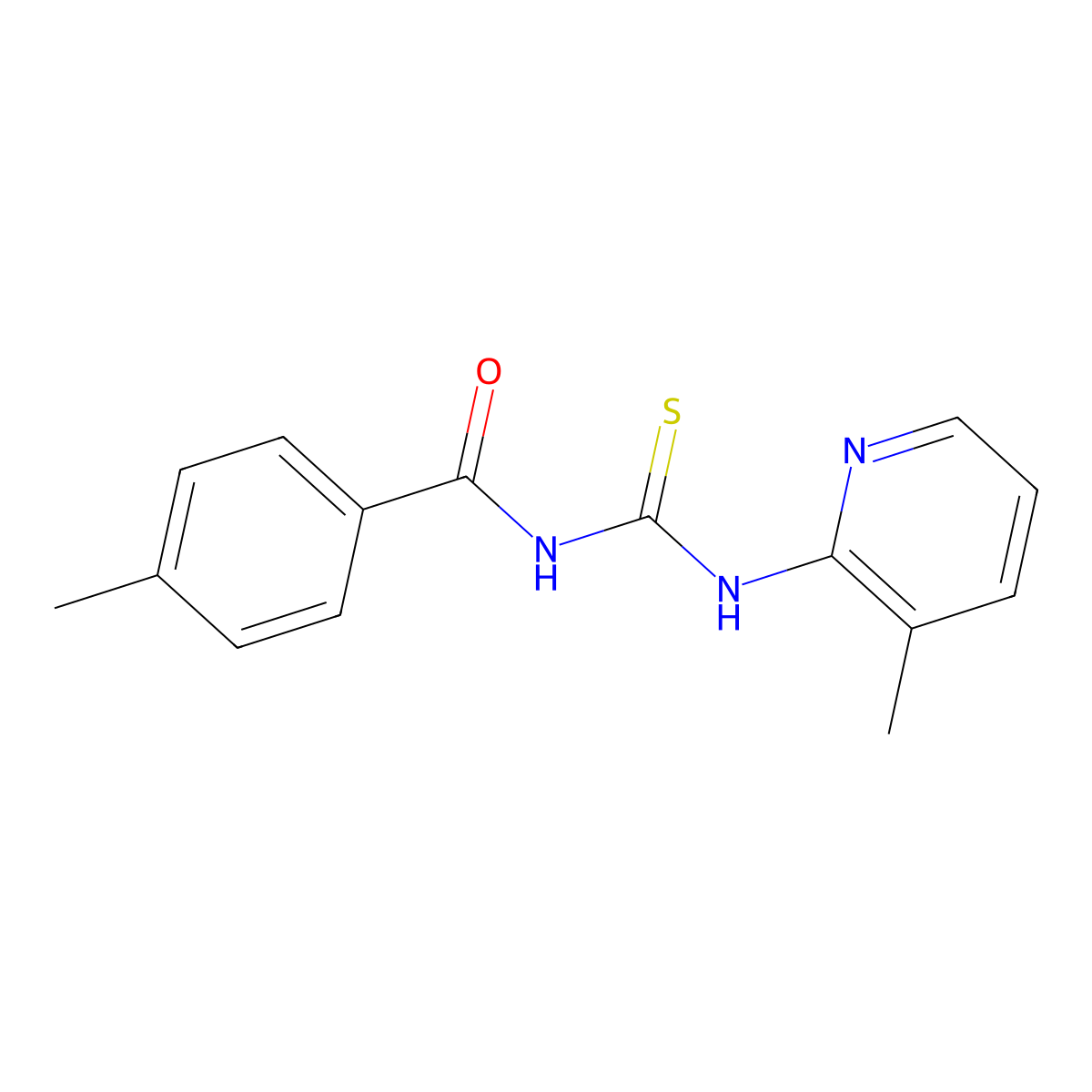 4-methyl-N-[(3-methylpyridin-2-yl)carbamothioyl]benzamide molecular structure, CAS 425658-42-0