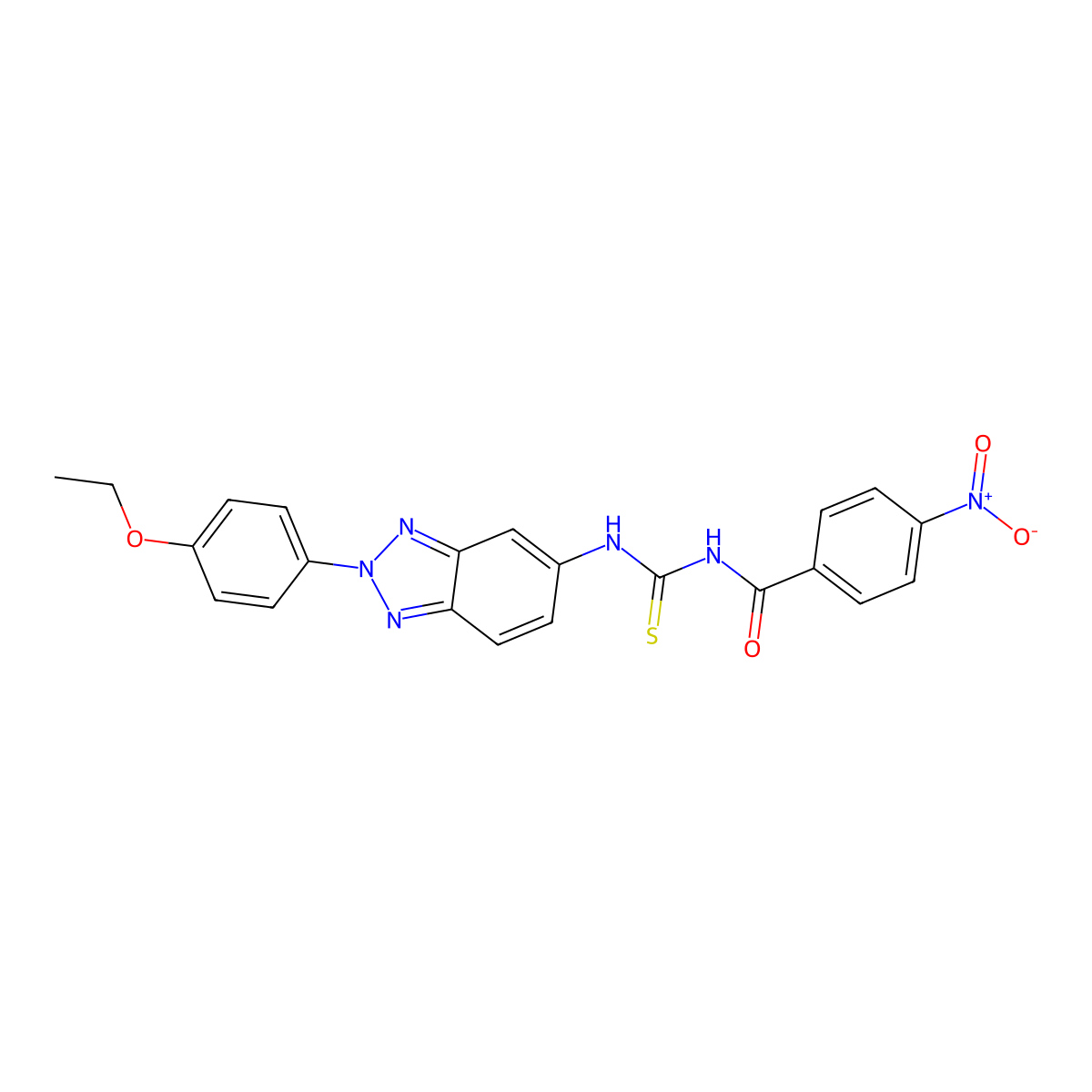 N-[[2-(4-ethoxyphenyl)benzotriazol-5-yl]carbamothioyl]-4-nitrobenzamide molecular structure, CAS 425658-51-1