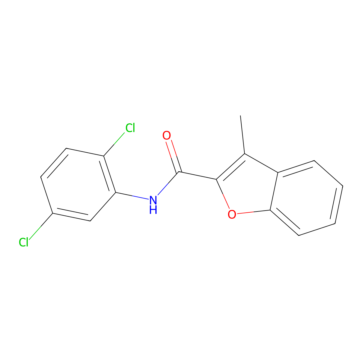 N-(2,5-dichlorophenyl)-3-methyl-1-benzofuran-2-carboxamide molecular structure, CAS 425658-98-6