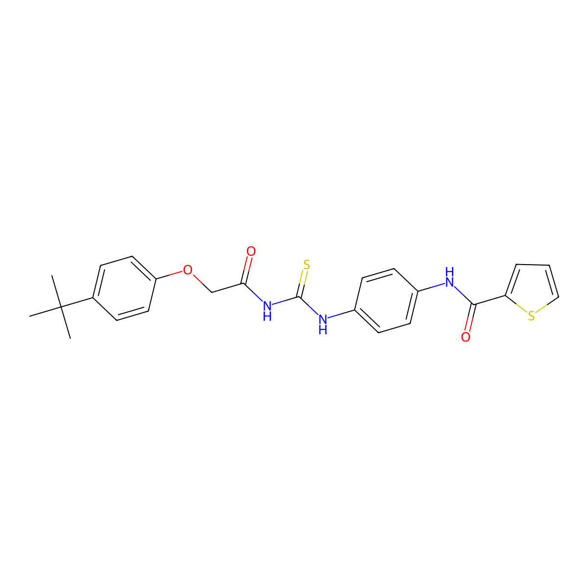 N-[4-({[(4-tert-butylphenoxy)acetyl]carbamothioyl}amino)phenyl]thiophene-2-carboxamide molecular structure, CAS 425659-59-2