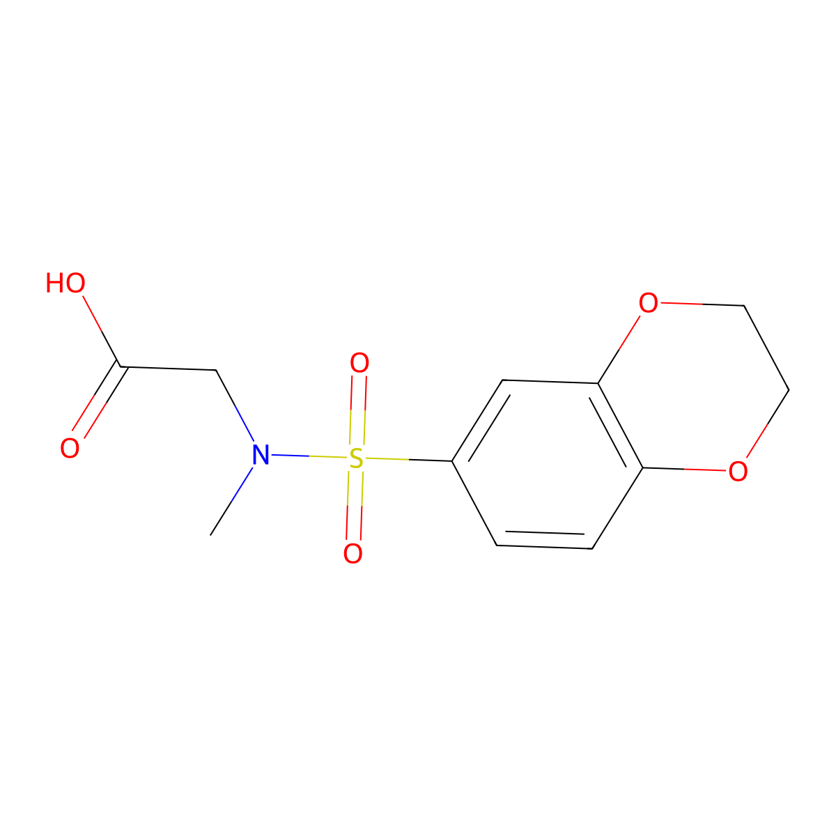 [(2,3-Dihydro-benzo[1,4]dioxine-6-sulfonyl)-methyl-amino]-acetic acid molecular structure, CAS 425659-61-6