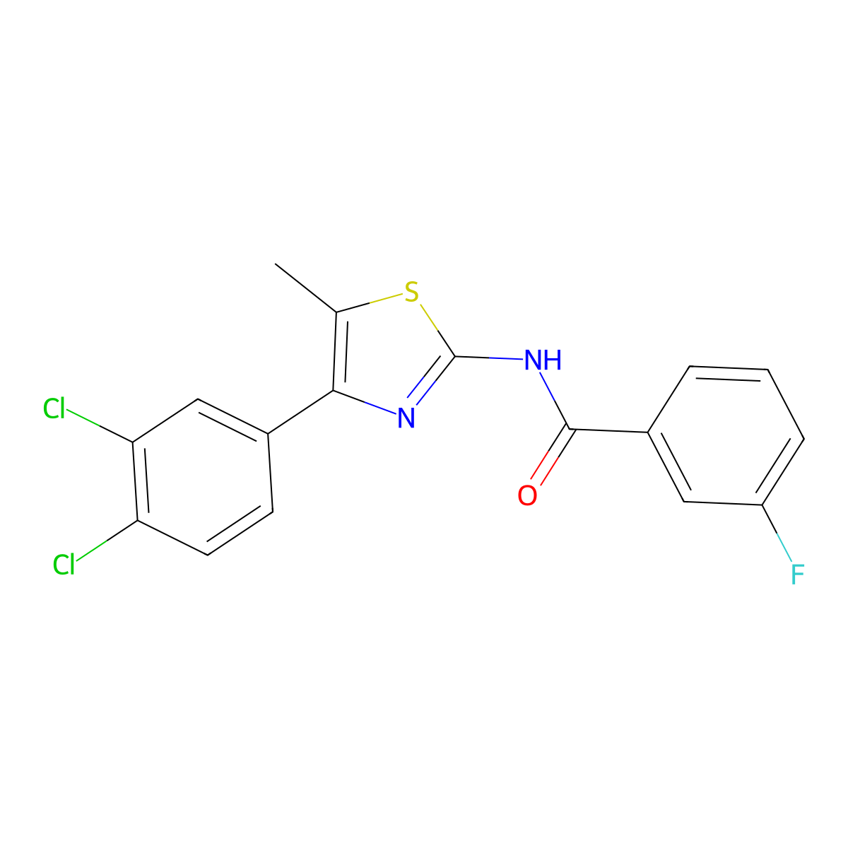 N-[4-(3,4-dichlorophenyl)-5-methyl-1,3-thiazol-2-yl]-3-fluorobenzamide molecular structure, CAS 425659-67-2