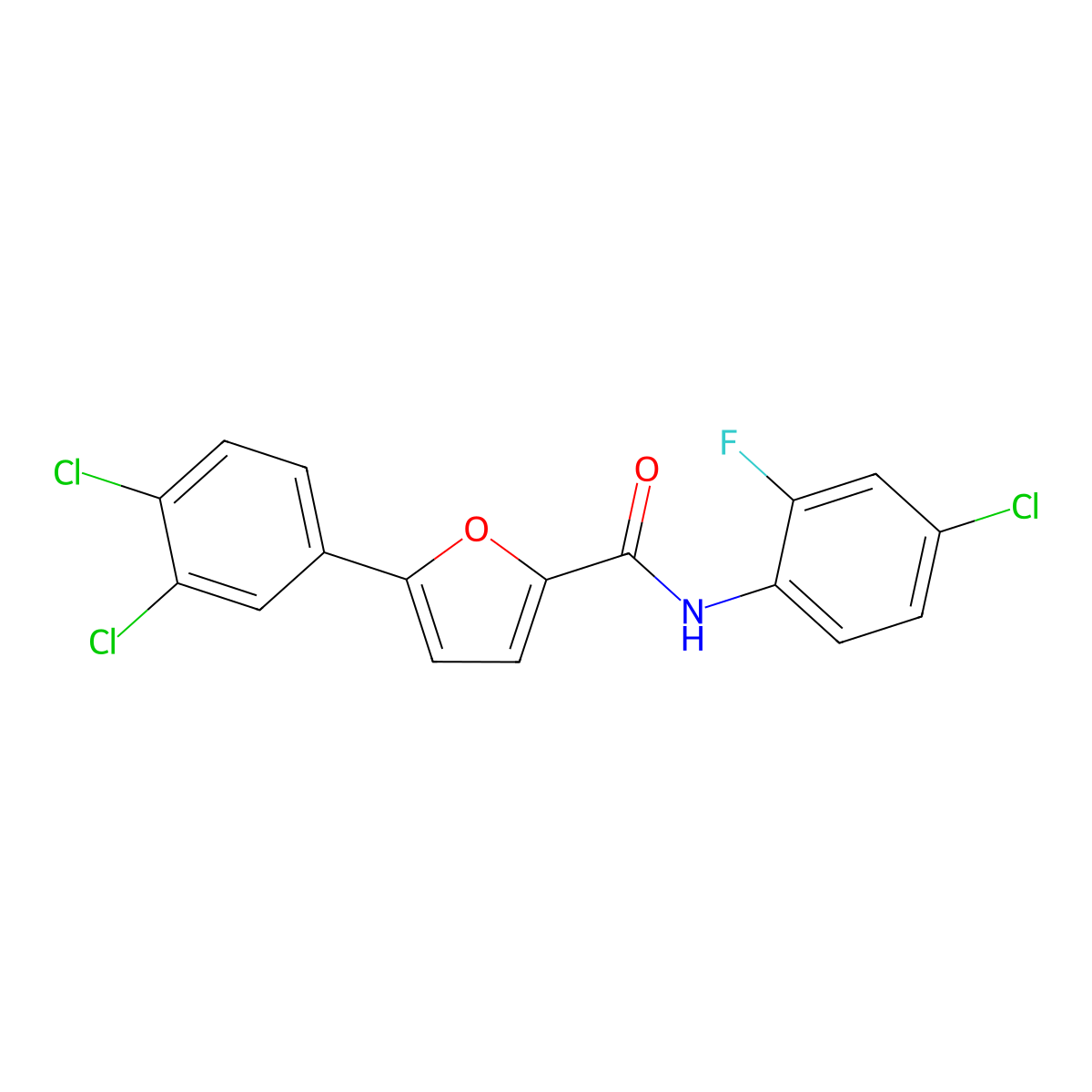 N-(4-chloro-2-fluorophenyl)-5-(3,4-dichlorophenyl)furan-2-carboxamide molecular structure, CAS 425659-69-4
