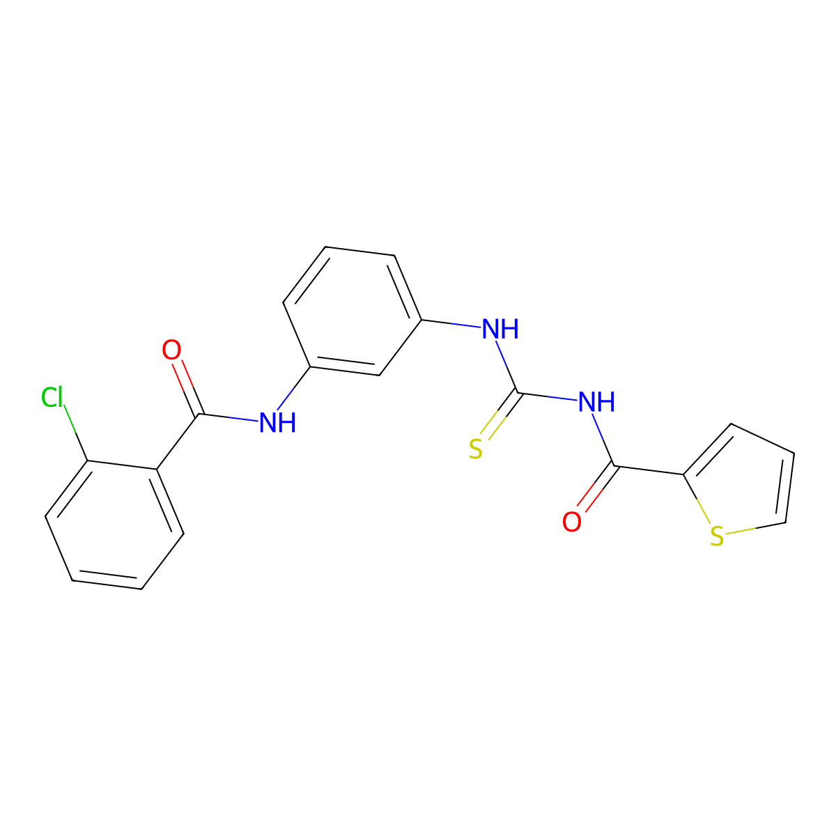 N-[[3-[(2-chlorobenzoyl)amino]phenyl]carbamothioyl]thiophene-2-carboxamide molecular structure, CAS 425660-15-7